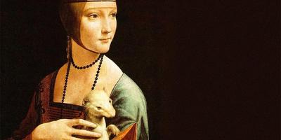 Dipinto di Leonardo da Vinci La Dama con l'ermellino che raffigura una giovane donna che tiene un ermellino bianco