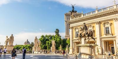 Piazza del Campidoglio, una famosa piazza sulla Collina Capitolina a Roma.