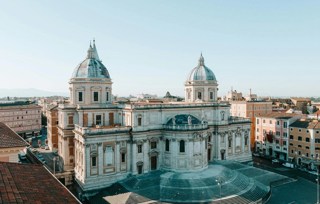 Aerial shot of the Santa Maria Maggiore Basilica