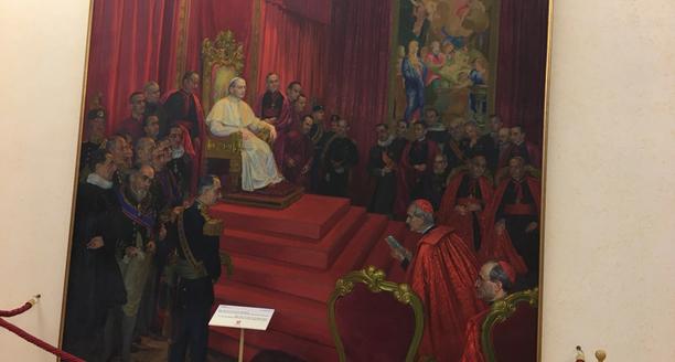 Pintura del Papa Pío XI dentro del Palacio Apostólico