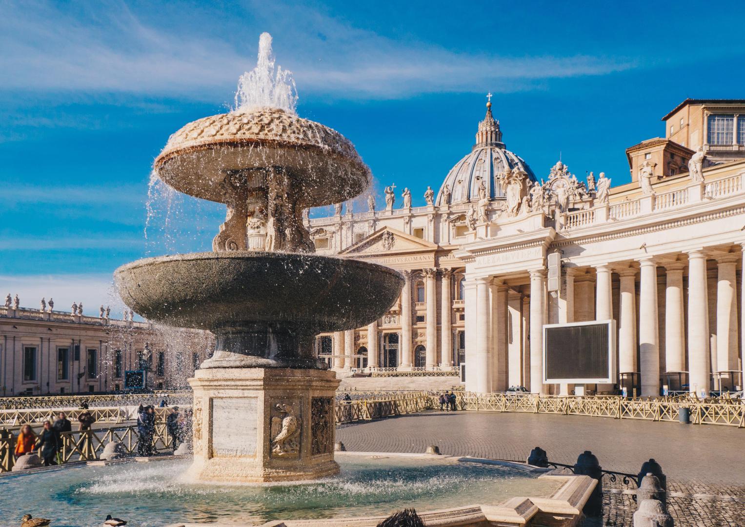 Fountain in front of the St. Peter's Basilica