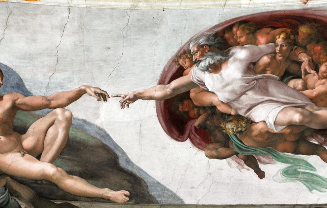 Pintura A Criação de Adão de Michelangelo
