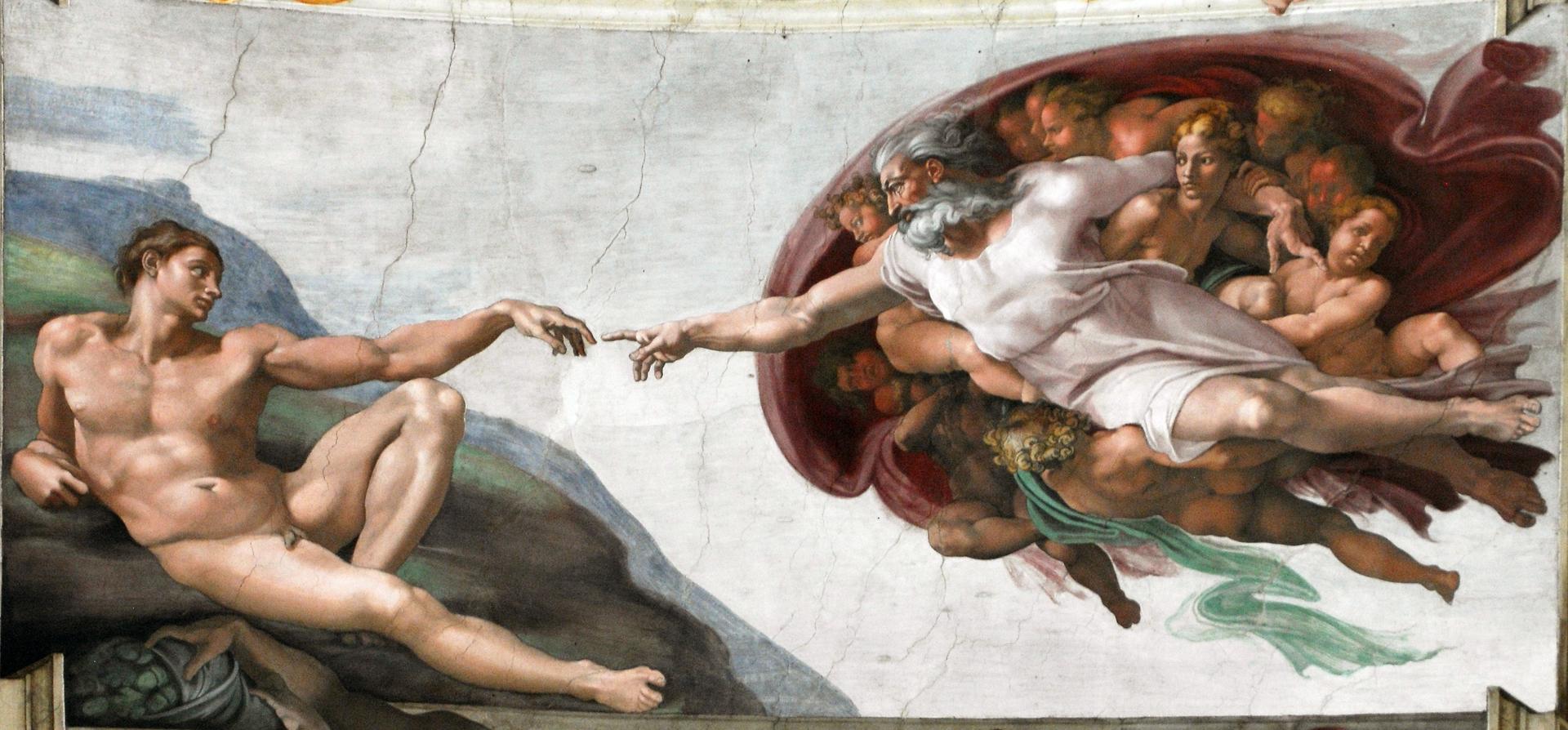 Pintura A Criação de Adão de Michelangelo