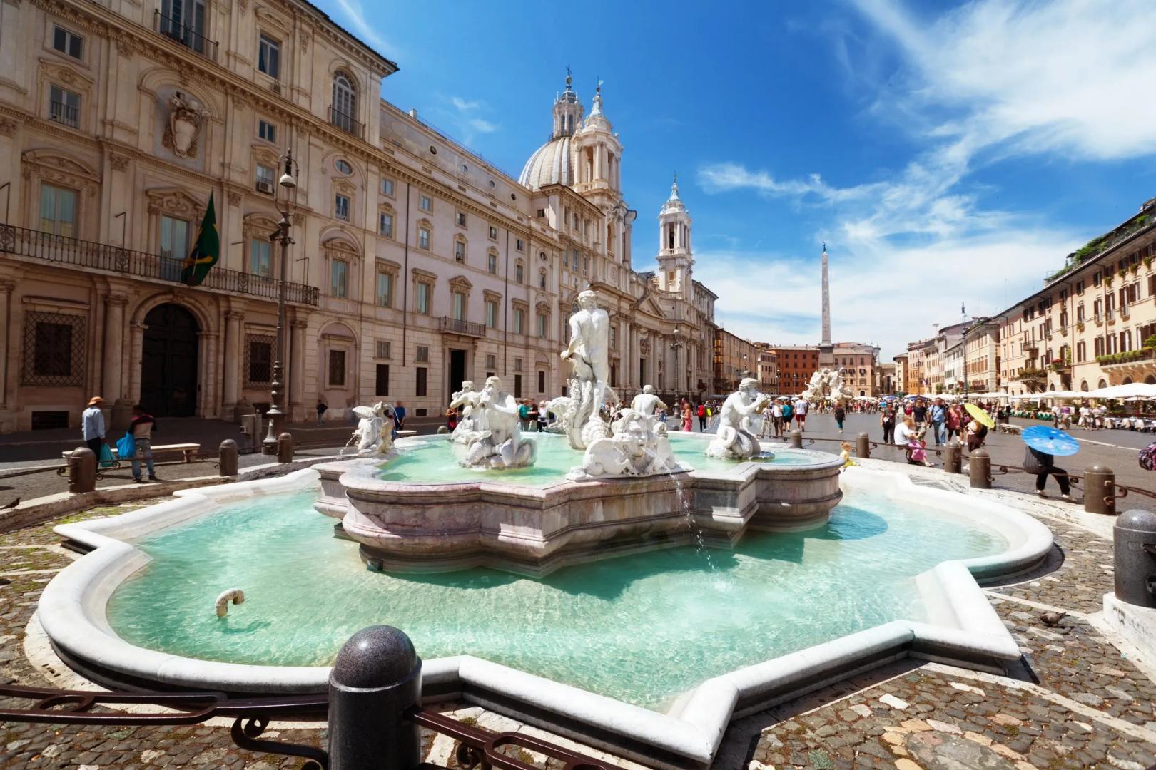 Piazza Navona Brunnen Fußwanderung in Rom